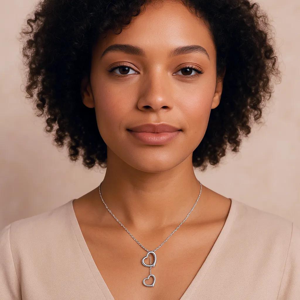 Detail of lobster clasp closure on a minimalist necklace.  