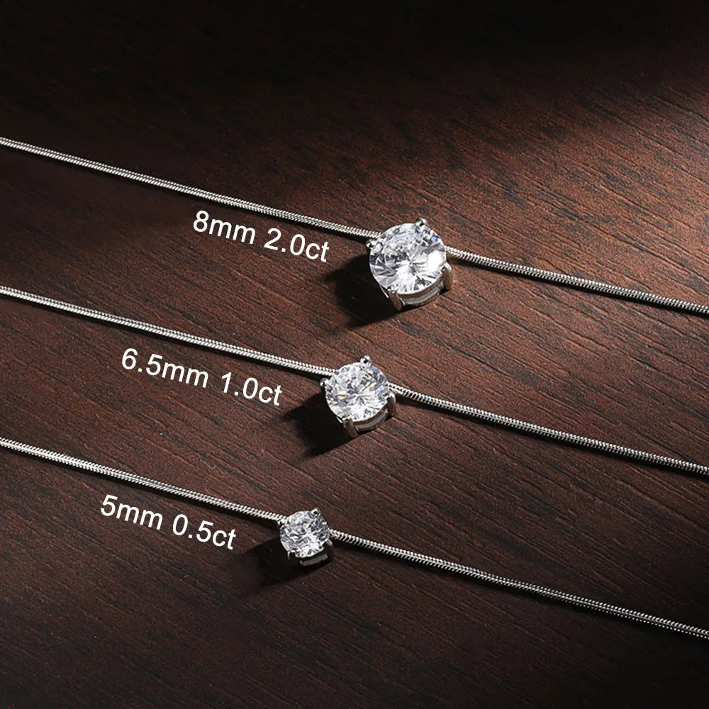 Brilliant Grace Moissanite Necklace – 925 Sterling Silver, 18K White Gold Plated