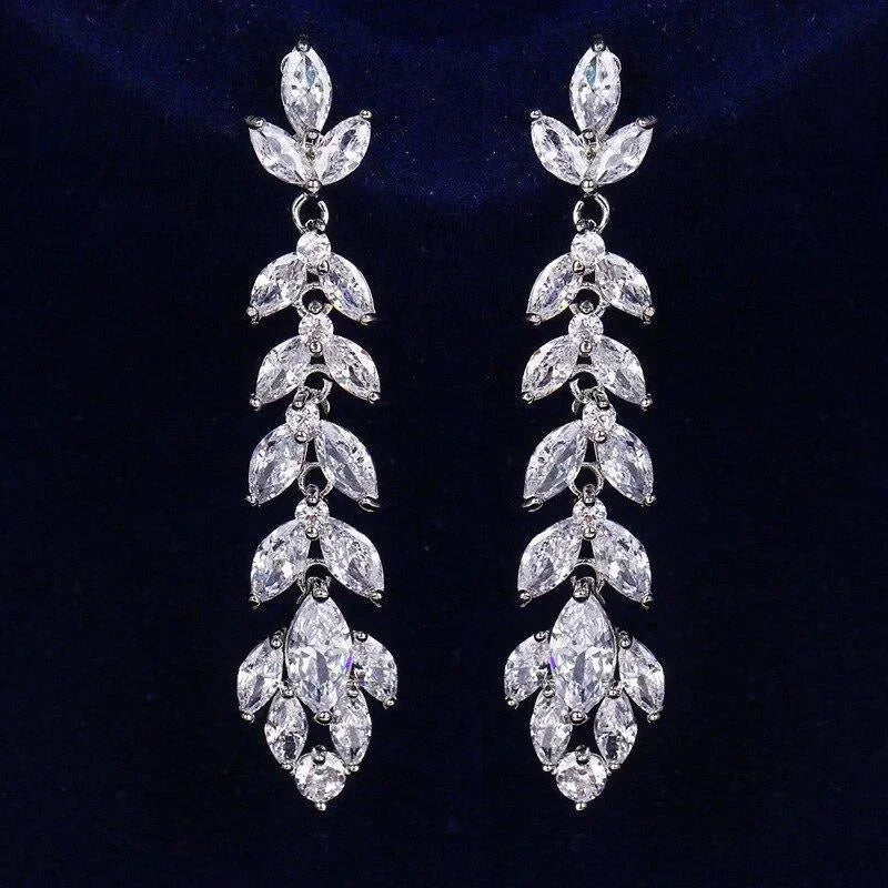 Elegant Floral Crystal Drop Earrings.