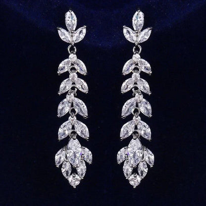 Elegant Floral Crystal Drop Earrings.