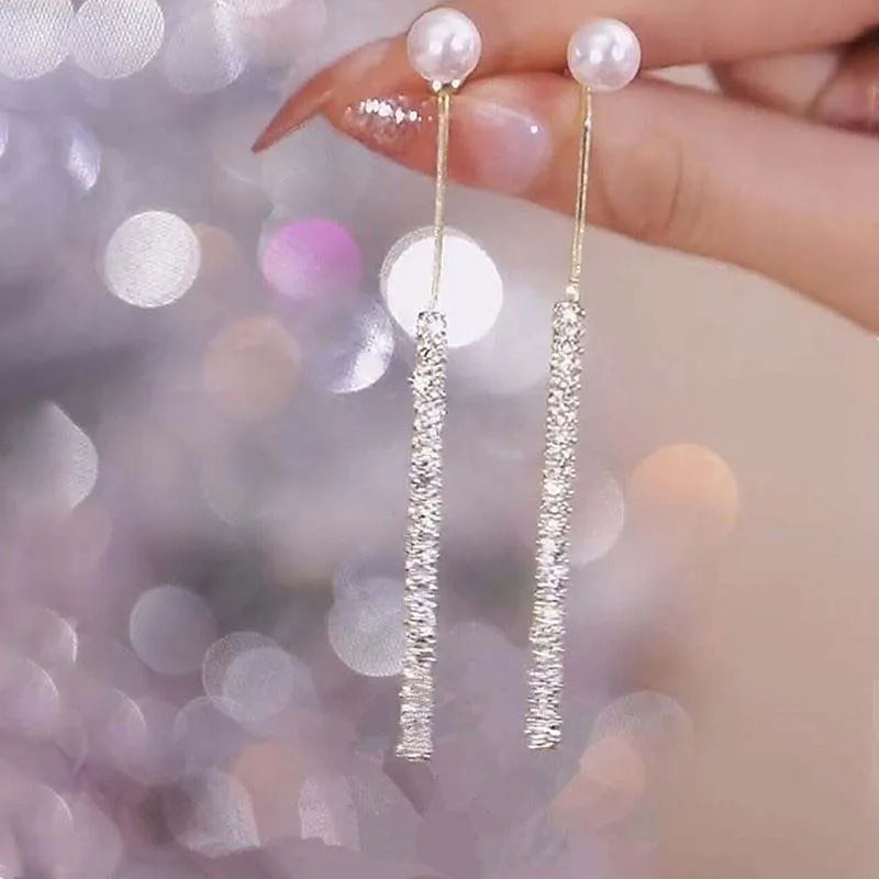 Long  Pearl Dangle Earrings