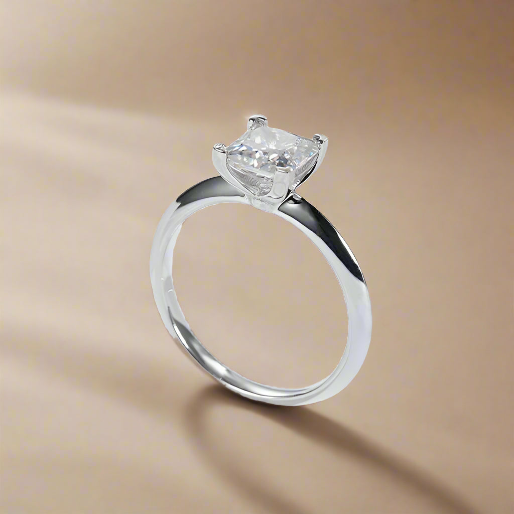 Princess Cut Moissanite Engagement Ring.