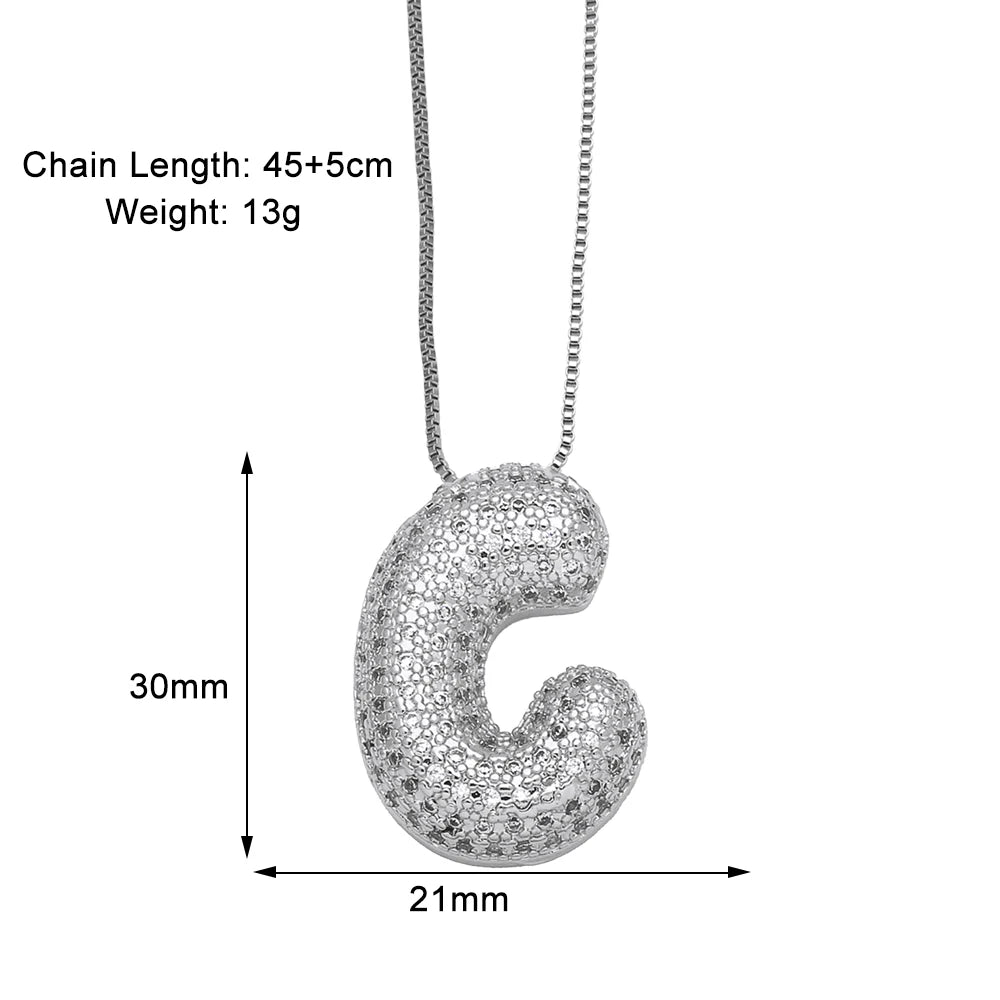 Sparkly CZ Zircon Letter Initial Pendant.