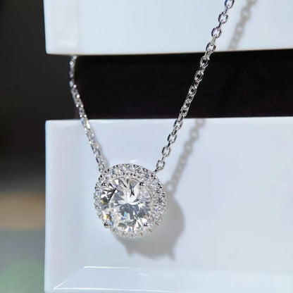 3CT Round  Moissanite Pendant Necklace