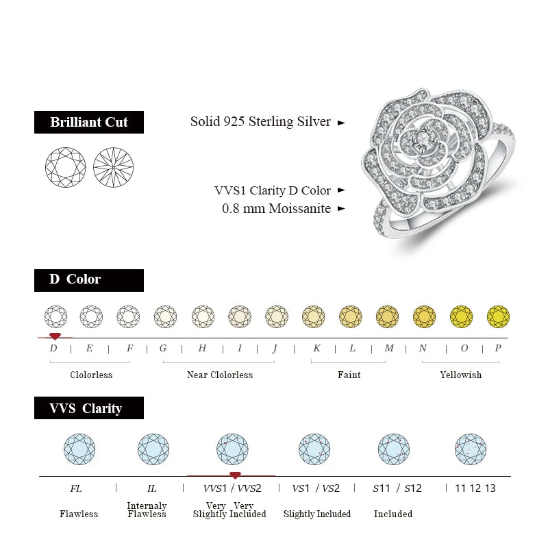 Attagems 1.5CT Moissanite Ring for Women D VVS Round Diamond Double Halo Ring Engagement Christmas 925 Sterling Silver Wedding.