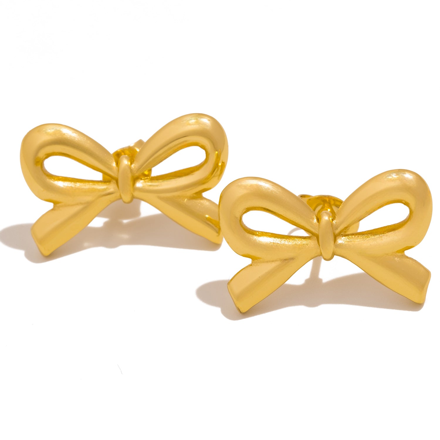 Golden Grace: Bow-Tie Stud Earrings