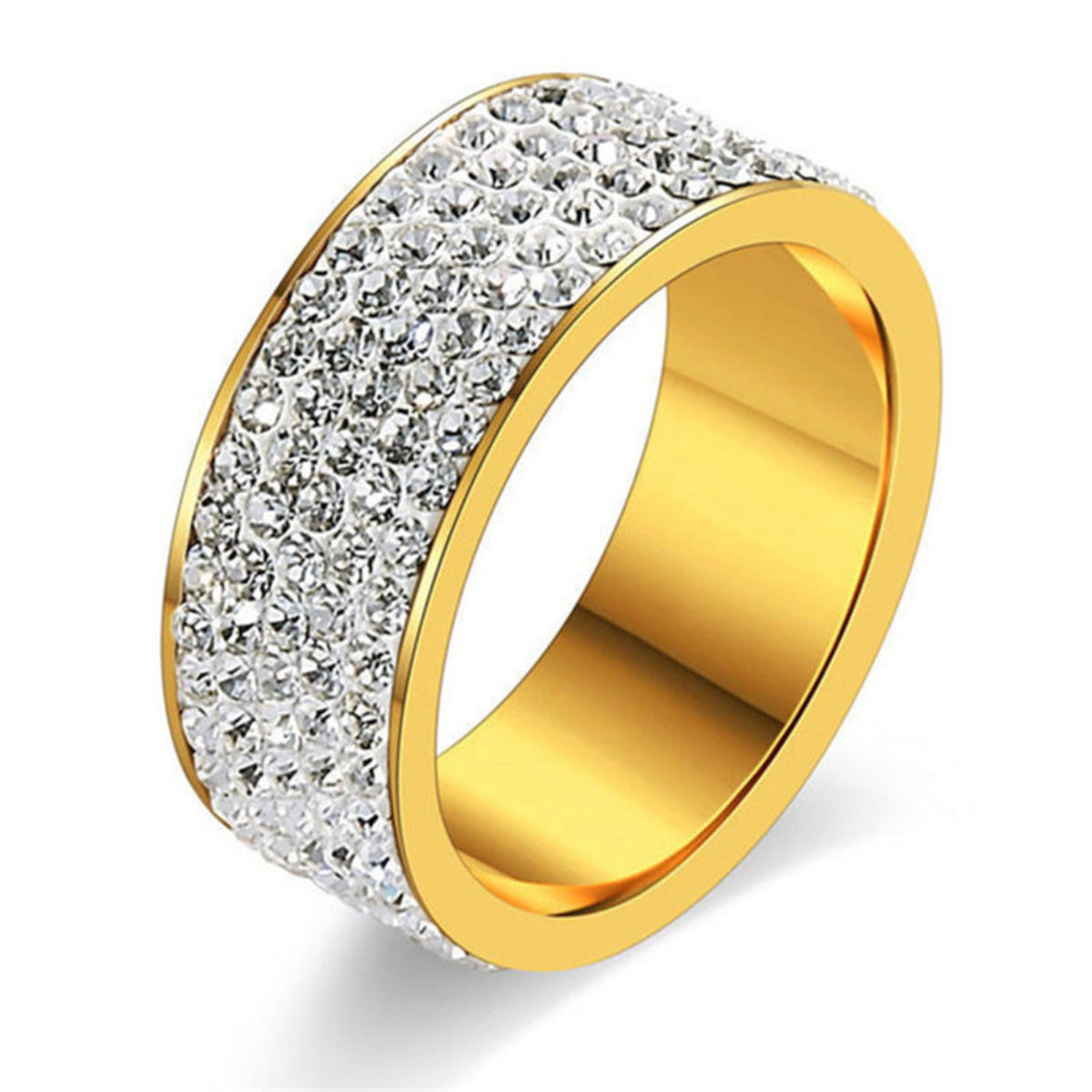 Ring Round Inlaid White Zircon Ring