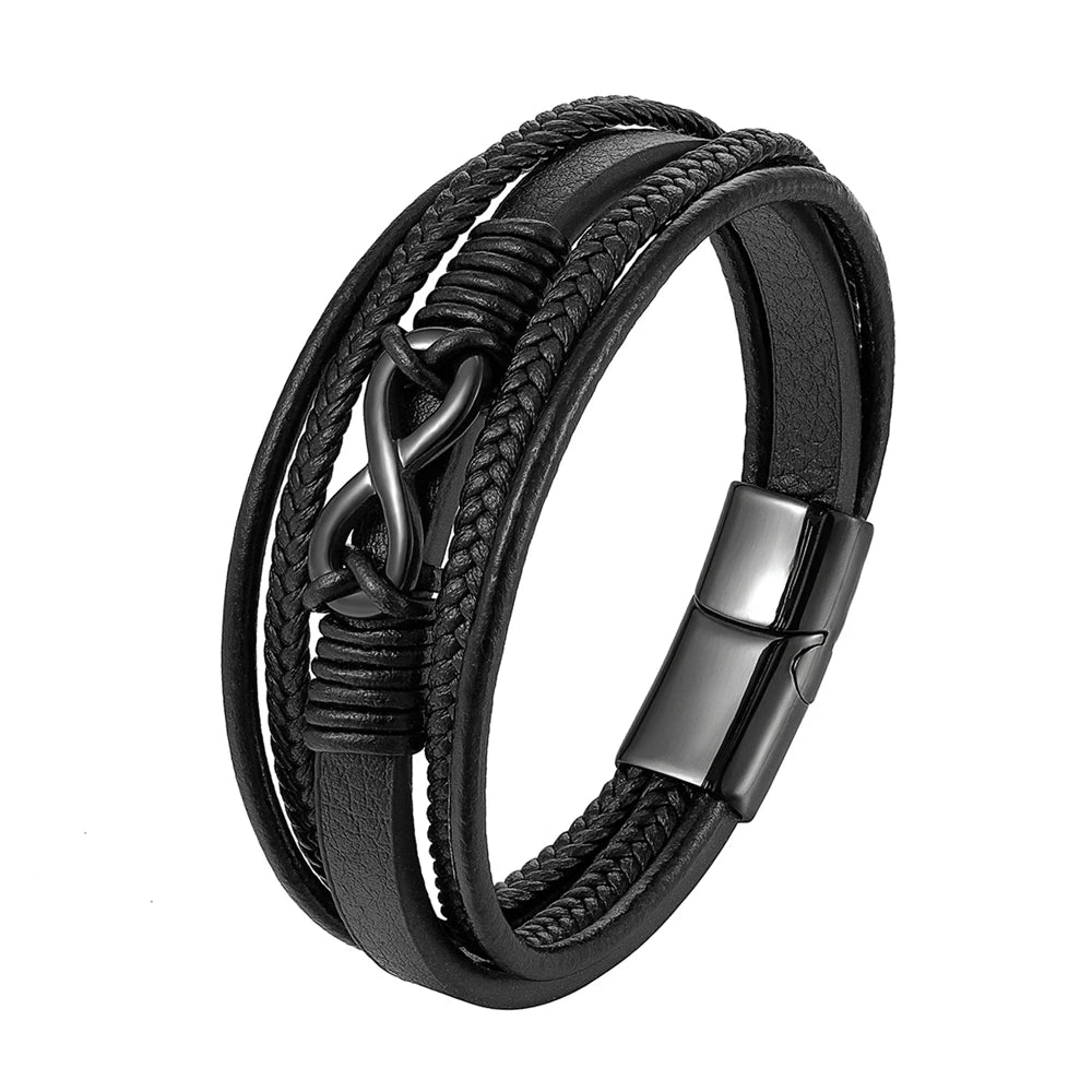 3.	Black layered bracelet with infinity charm and gold accent – front view
