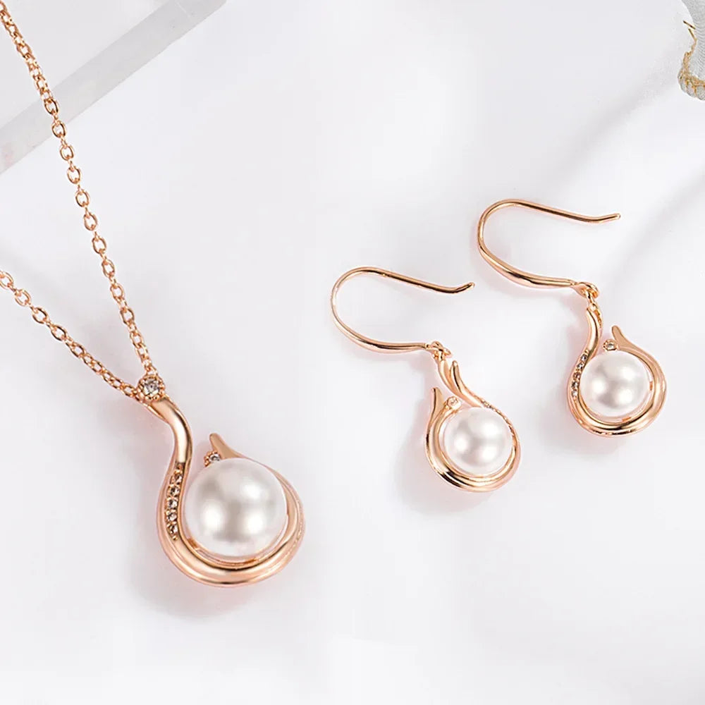 925 Sterling Silver Pearl Pendant Elegant Jewelry Sets For Women Earrings Necklace Luxury High Quality Jewelry.