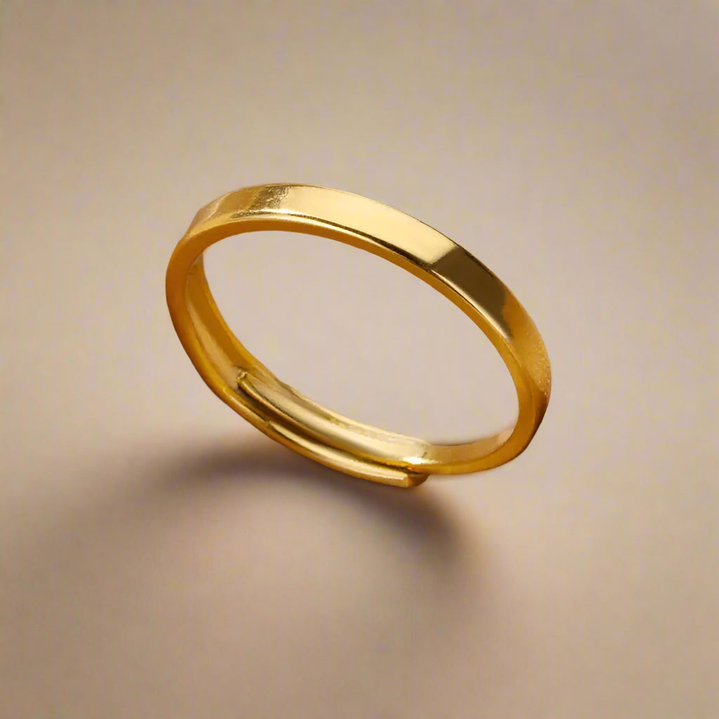Minimalist gold ring with adjustable closure.