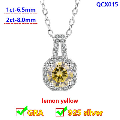 Radiant Spectrum Moissanite Pendant Necklace – 925 Sterling Silver Halo Charm.