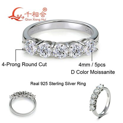 Moissanite Half Eternity Band Ring