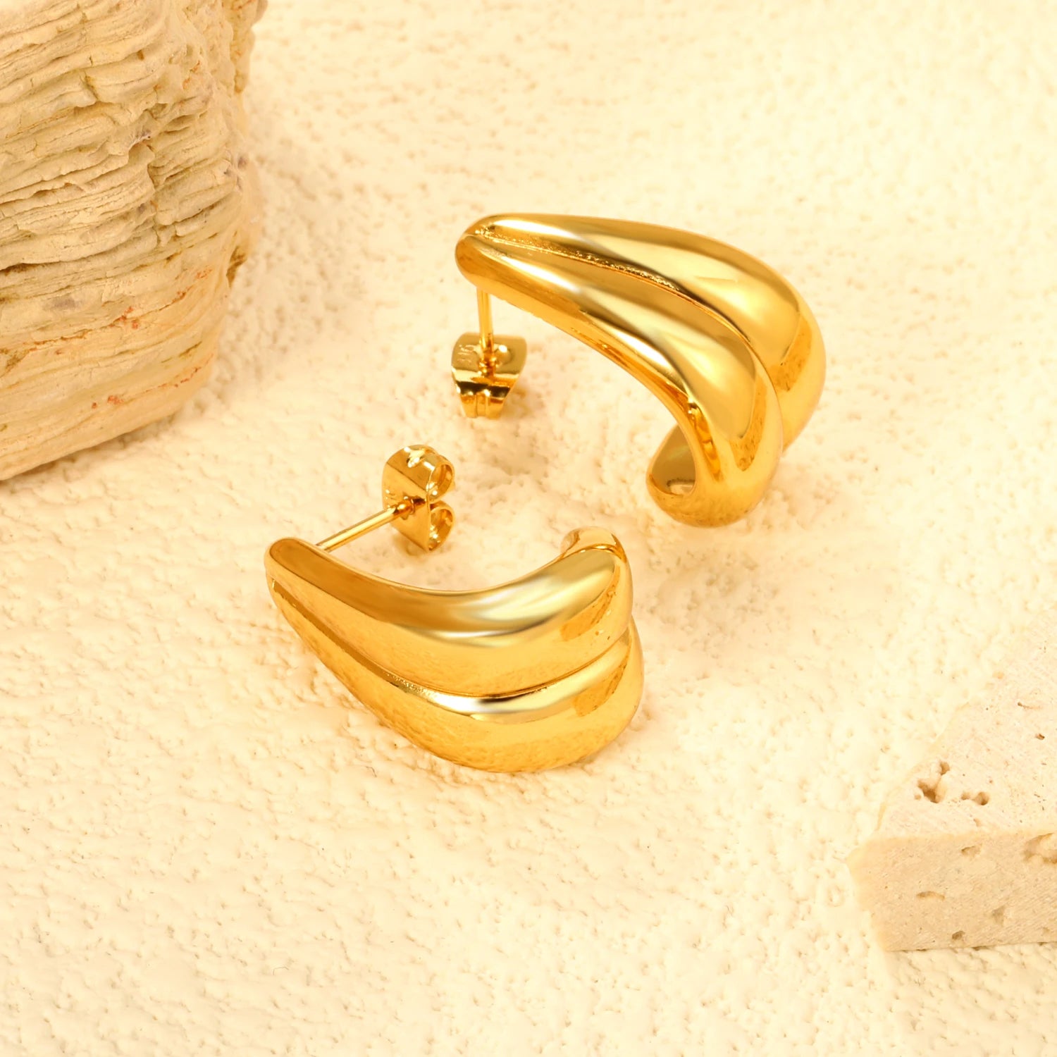 Sculptural Loop Gold Earrings