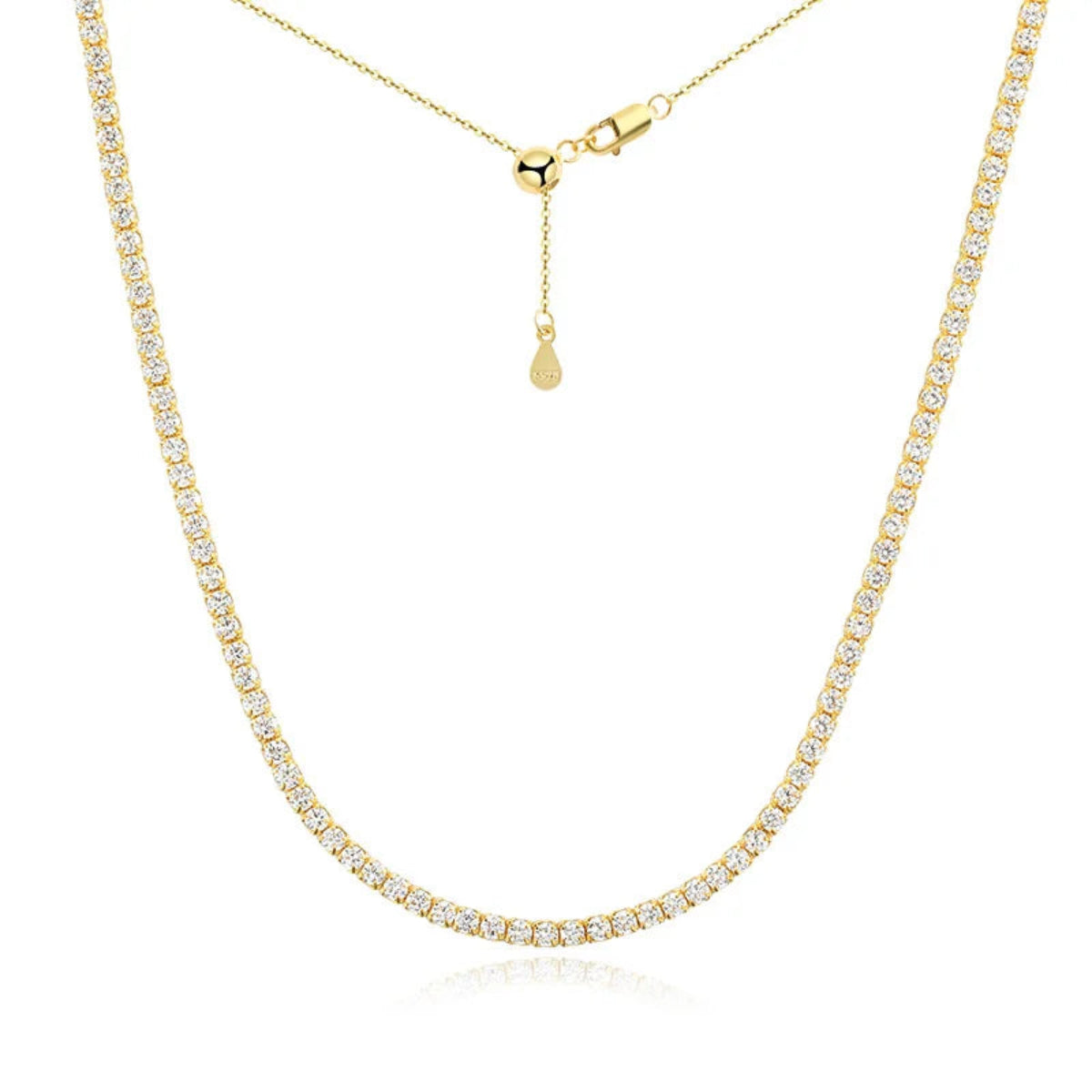 Solvéa moissanite pendant necklace in gold finish with adjustable chain