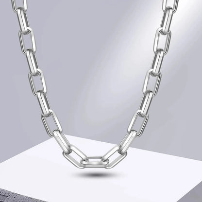 0.4in Heavy Chain Necklaces,  Cool Bold Punk Rectangle Link Chain Choker Collar, Unisex Rock Jewelry.