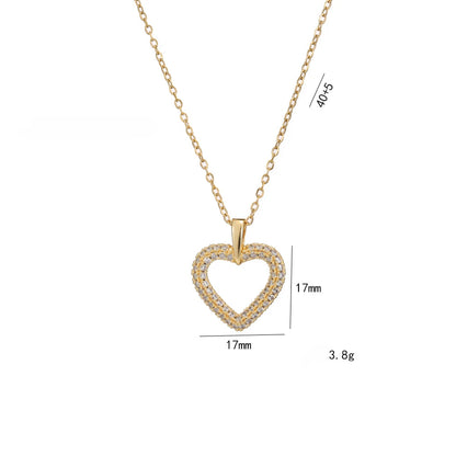 Fashion Vintage Zircon Heart Pendant Necklaces