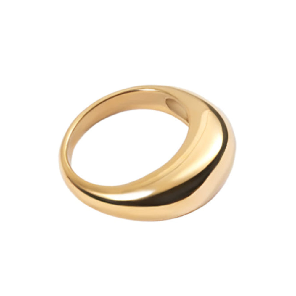 Elegant 14K gold dome ring on a white background.  