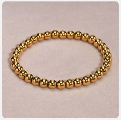 Bead Bracelet Anti Allergy Stainless Steel Beaded Ball Stretchable Elastic