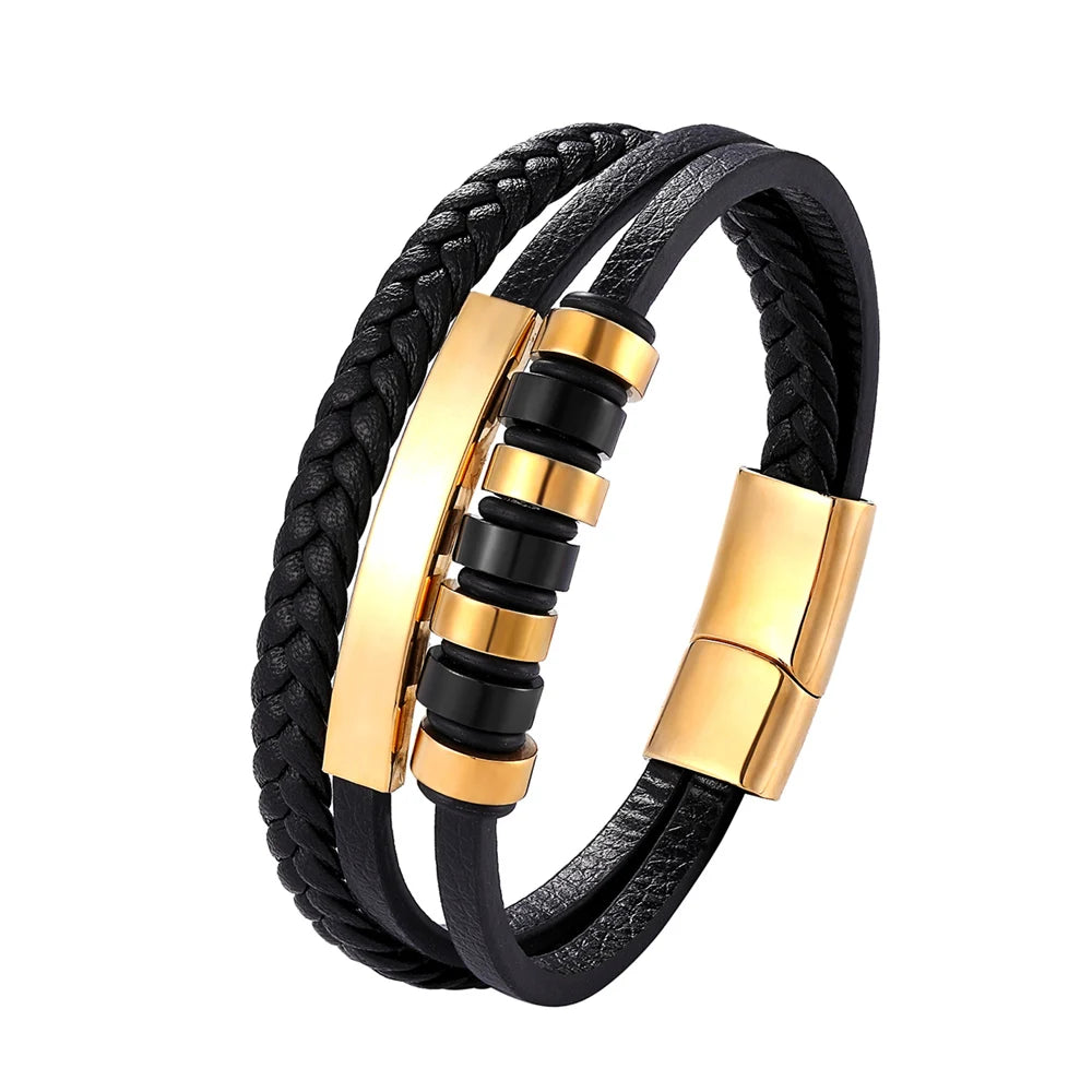 Fashion Leather Bracelet Stainless Steel Bracelet.