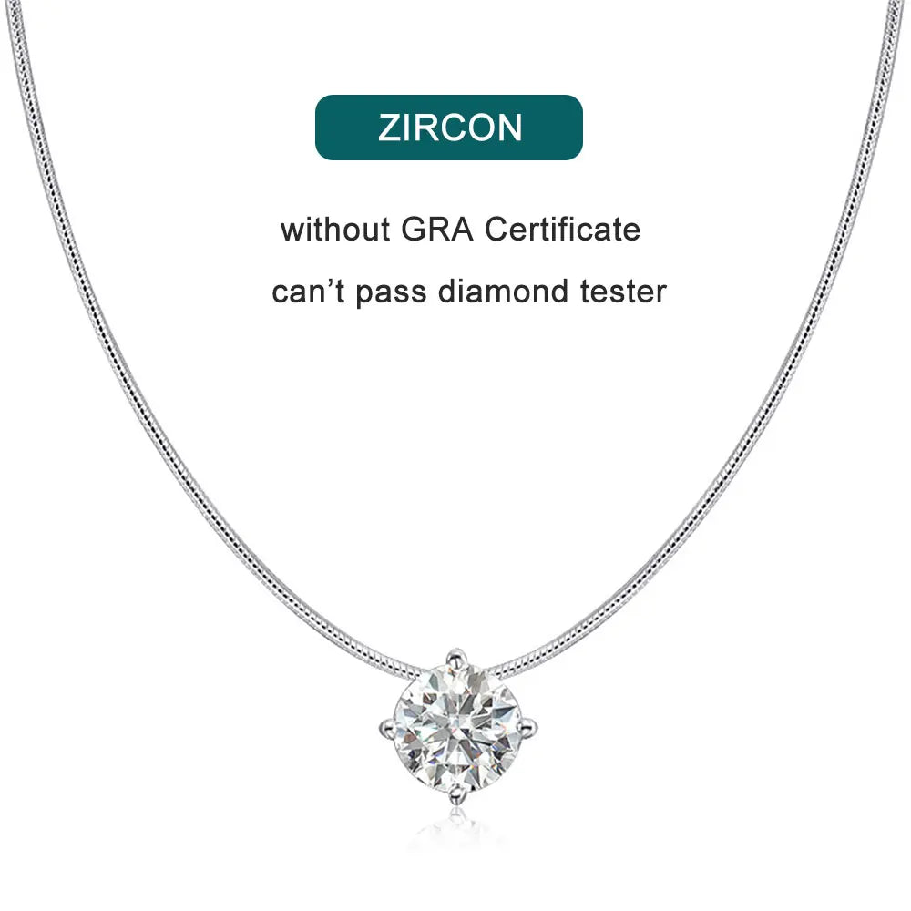 Brilliant Grace Moissanite Necklace – 925 Sterling Silver, 18K White Gold Plated