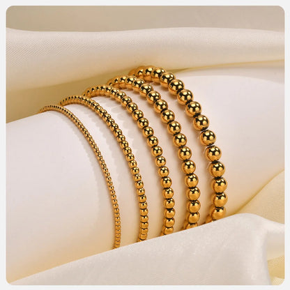 Bead Bracelet Anti Allergy Stainless Steel Beaded Ball Stretchable Elastic