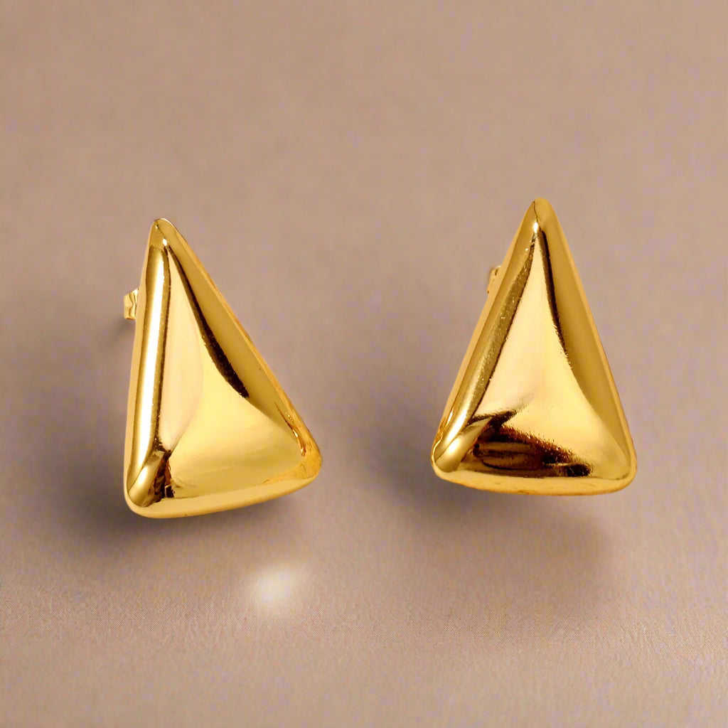 Golden Edge: Geometric Triangle Earrings