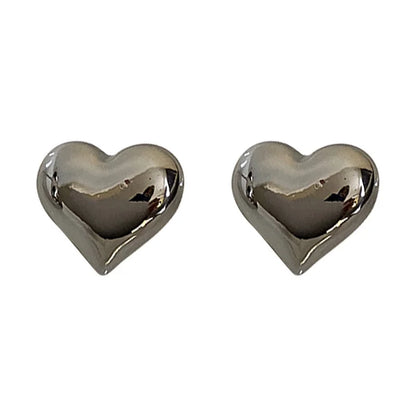 Punk Minimalist Metal Heart Stud Earrings for Women