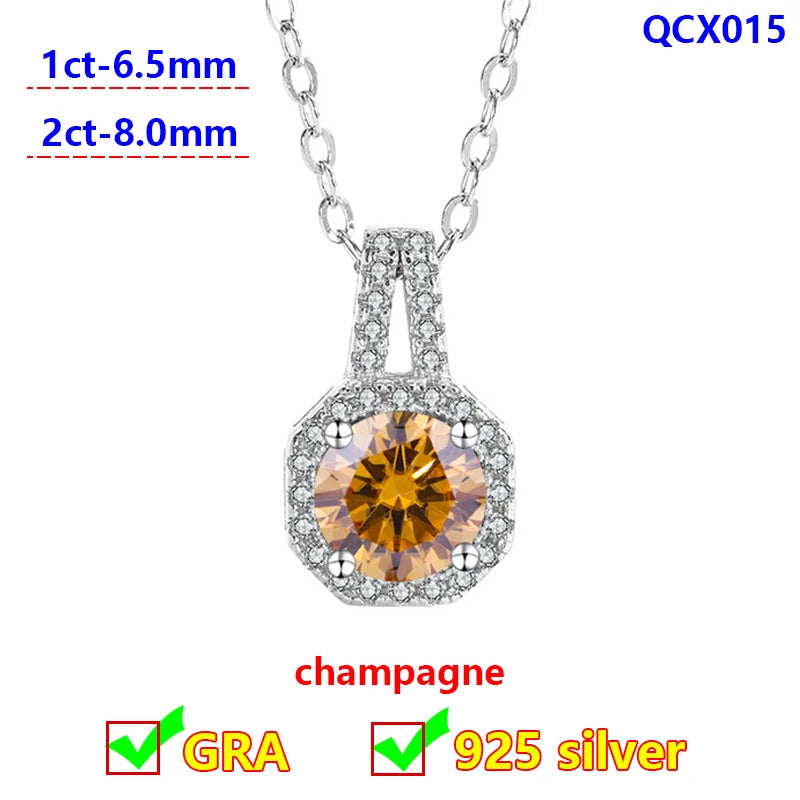 Radiant Spectrum Moissanite Pendant Necklace – 925 Sterling Silver Halo Charm.