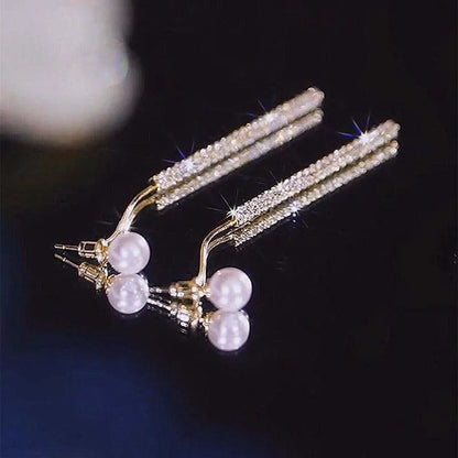 Long  Pearl Dangle Earrings