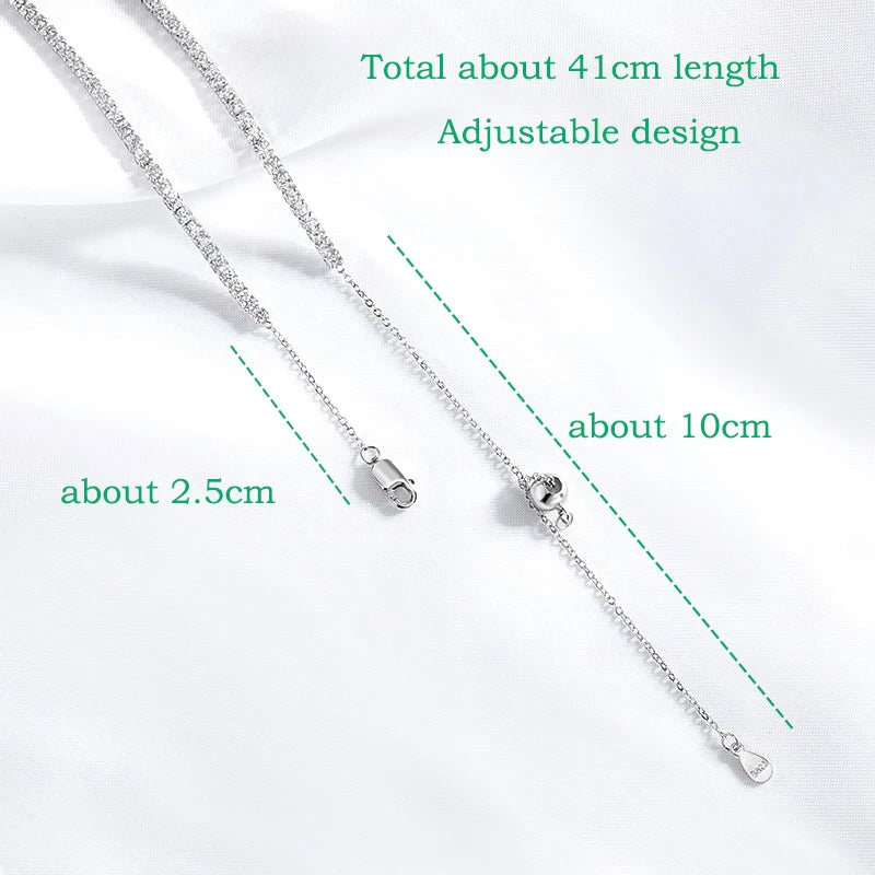 Sizing chart showing adjustable chain length (16–18 inches)