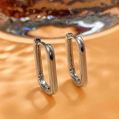 Bold Rectangle Gold Hoop Earrings.