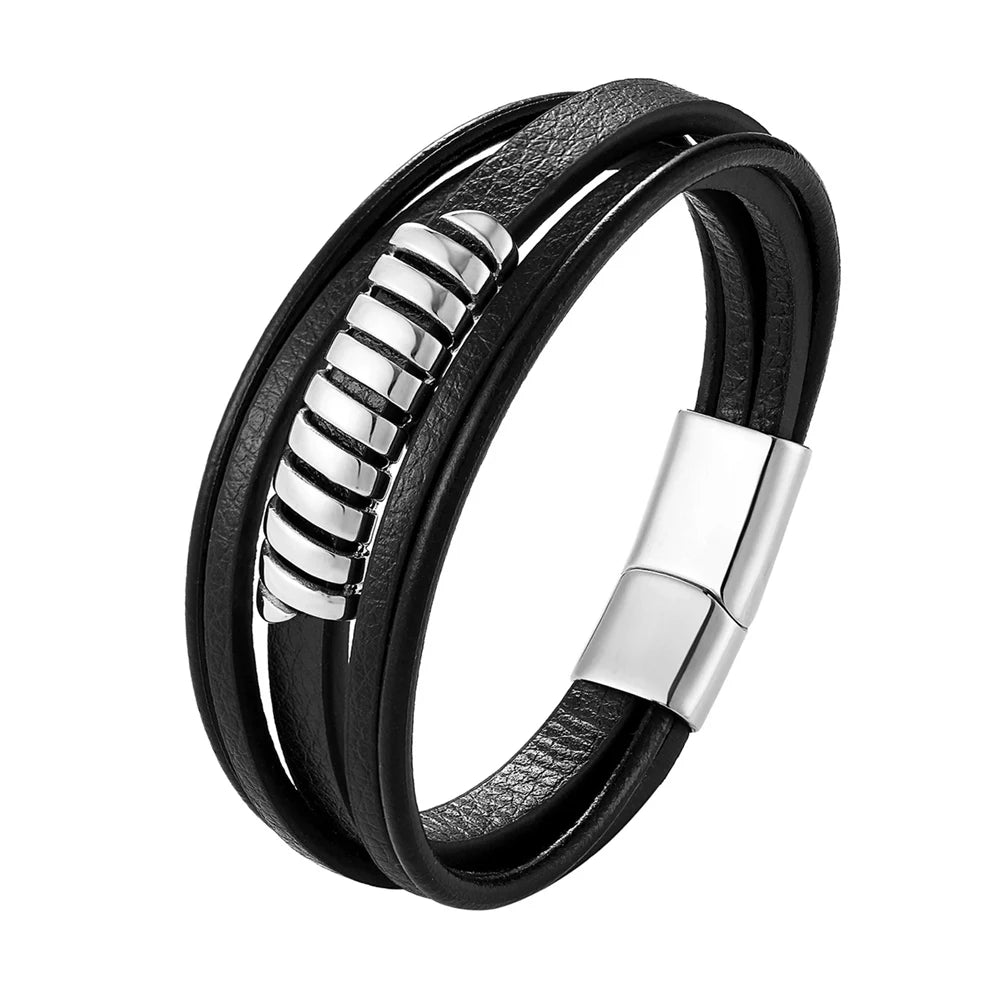 Multi-Layer Genuine Leather  Bracelet For Men.