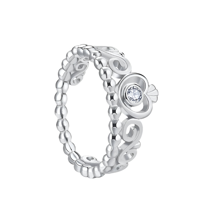 Silver ring with a gemstone on a white background, featuring 'Real 925 Sterling Silver' stamp.