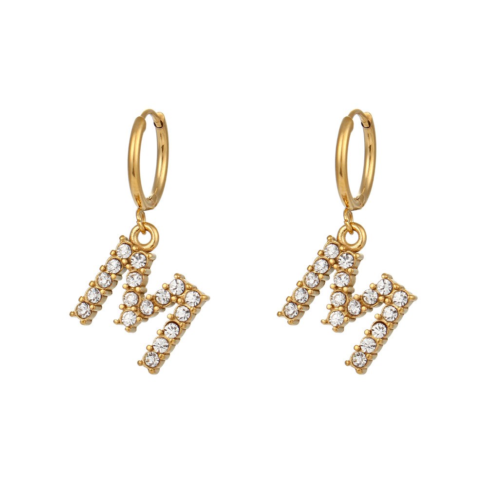 Plated Micro Set Zircon Letter Earrings For Women