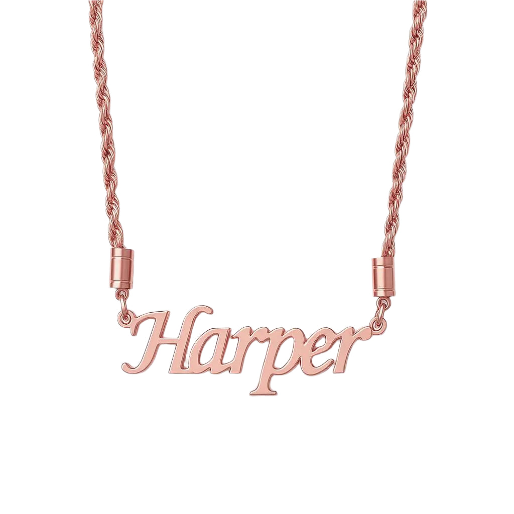 Elegant  rose gold chain necklace highlighting the secure clasp.