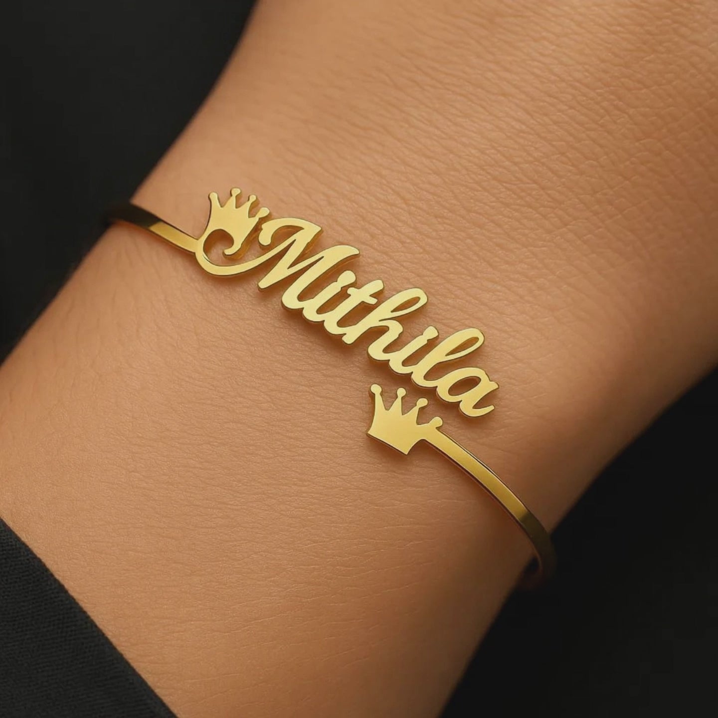Custom Crown Name Bracelet Monogram Personalized