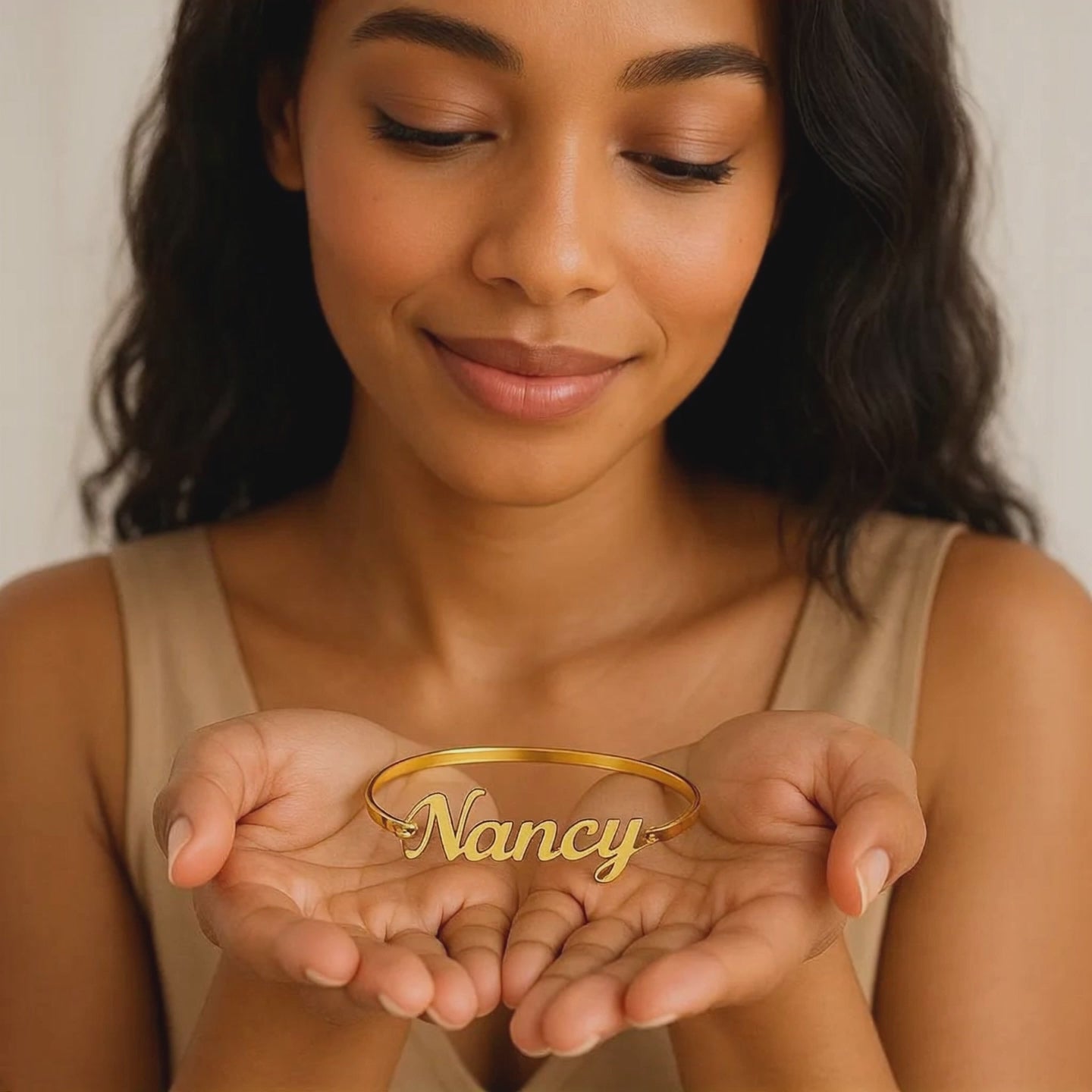 Soul Whispers Bangle Custom Name Gold Bracelet